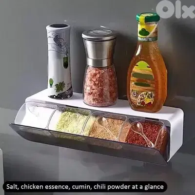 self adhesive 4 pockets spices stand