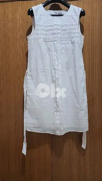 Esprit white cotton dress 38 medium فستان قطن ابيض