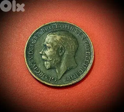 1916 England Farthing  KGV quarter Penny bronze coin