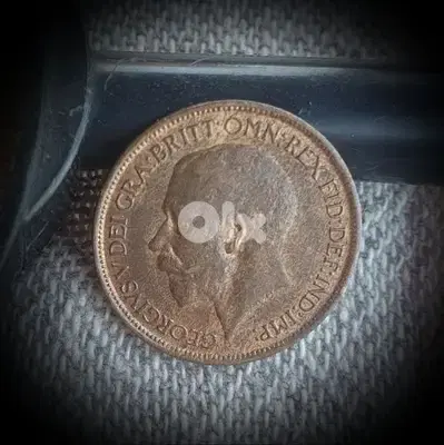 1917 England WWI 1/2 Penny KGV Bronze Coin