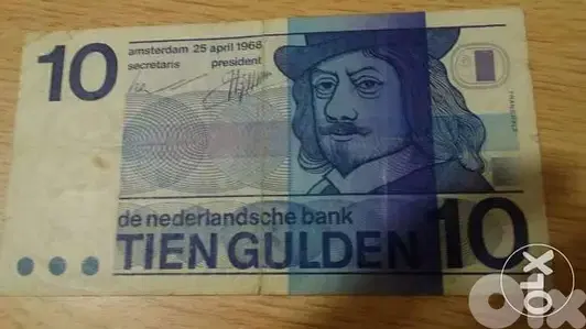 Netherlands Memorial Tein Guldien Banknote year 1968 عملة هولندية ورق