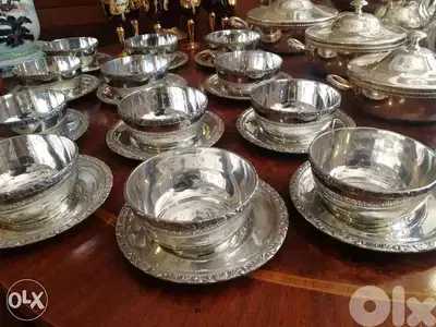 مجموعة من كاسات المفضضة للمغلي شغل رائع جدا اصلي قديم ممضي
