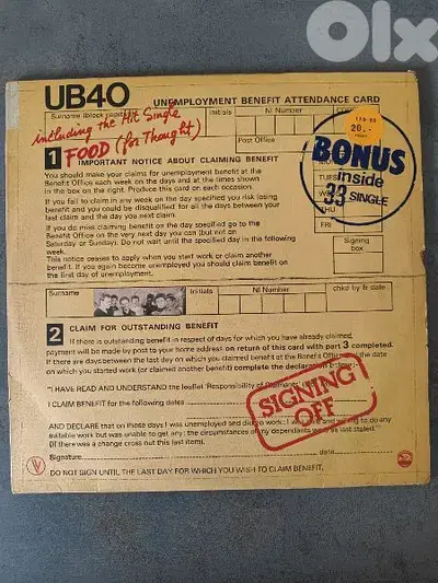 UB40 signing off vinyl