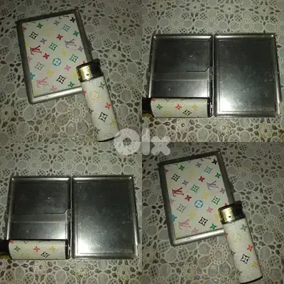 cigarettes holder case with refilebal lighter stainless steel