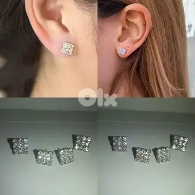 earrings 2 sizes square zirkon high quality  2=15$