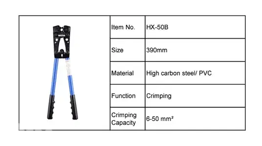 Crimping Tool 6mm to 50 mm