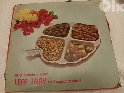 صينية ستانلس ستيل للمقبلات والمخلوطة على شكل ورقة شجرة