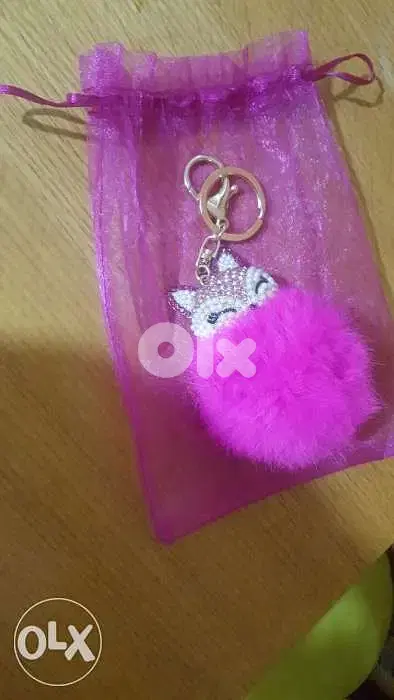 Fluffy Pink Cute Key Chain