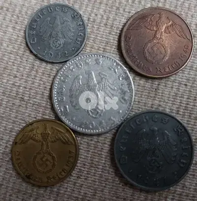 Nazi German Deutscland Third Reich Set of Coins World War II 1939-45