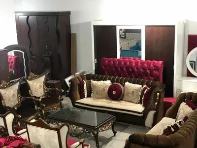 طقم كنبايات خشب زان ست قطع وطاولة
