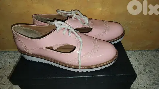 pink patent leather brogue shoes 39