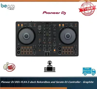 Pioneer DJ DDJ-FLX4 2-deck Rekordbox and Serato DJ Controller Graphite