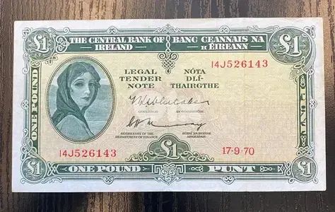 عملة عملات واحد باوند ايرلندي سنة ١٩٧٠ banknote