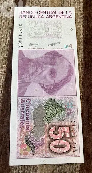عملة عملات قديمة ٥٠ استرال ارجنتيني سنة ١٩٨٦ banknote