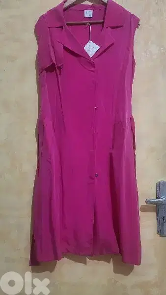 ARZU CAPROL Turkish designer cupro silk shirt dress large فستان حرير