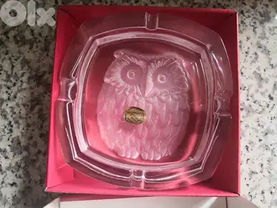 Crystal chouette owl ashtray  كريستال منفضة بومة