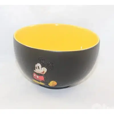 Disneyland Paris Mickey Mouse Black Yellow mug plus bol