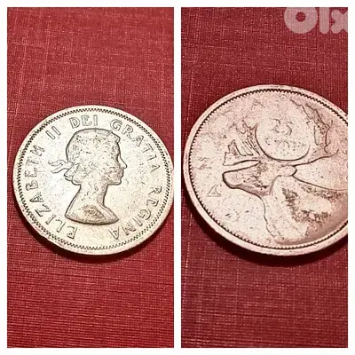 1955 Canada silver 25 cents Queen Elizabeth II 5.83g