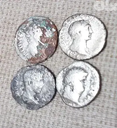 Set of four Ancient Roman Silver coins Emperors Trajan,Vespesian,Alex