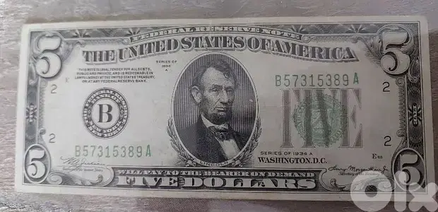 USA Five Dollars Silver banknote year 1953