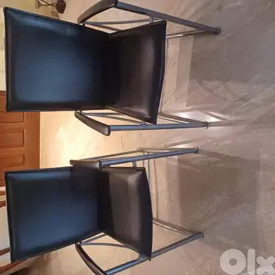 Leather Chairs with silver chrome