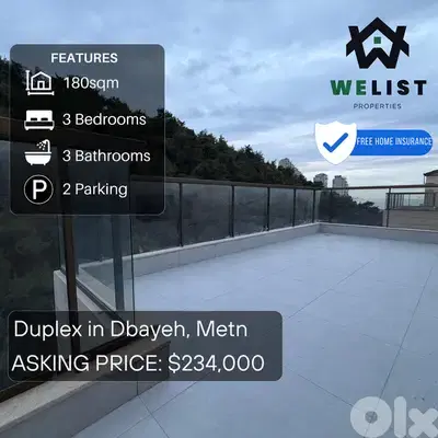 Duplex Apartment for Sale in Dbayeh شقة للبيع في منطقة ضبية Duplex Apartment for Sale in Dbayeh شقة للبيع في منطقة ضبية