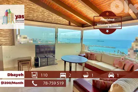 Dbayeh 110m2 | Furnished | Rent | Astonishing Sea View | MJ Dbayeh 110m2 | Furnished | Rent | Astonishing Sea View | MJ