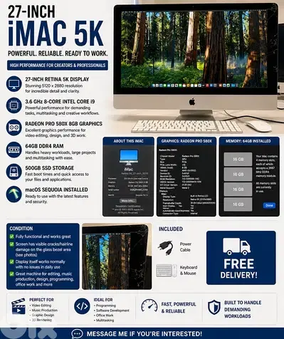 Apple iMac 27” Retina 5K (2019) – Core i9 / 64GB RAM / Radeon Pro 580X Apple iMac 27” Retina 5K (2019) – Core i9 / 64GB RAM / Radeon Pro 580X