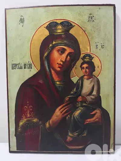 antique old icon Virgin Mary and Jesus marriage blessing antique old icon Virgin Mary and Jesus marriage blessing